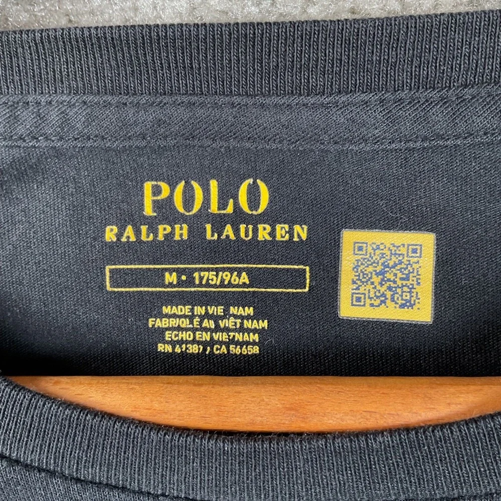 Polo Ralph Lauren Long Sleeve T-Shirt Mens M Black‎ Big red pony